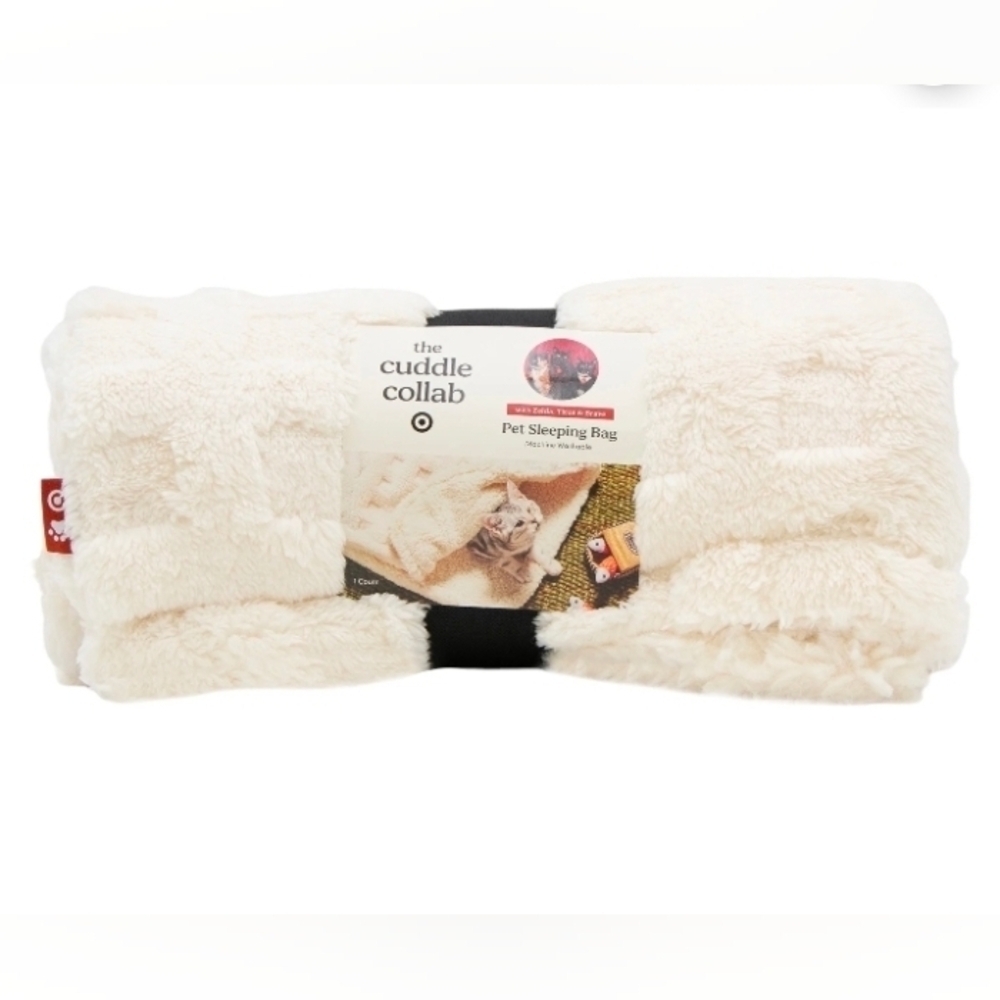 The Cuddle Collab with Zelda, Titus & Brave Plush Pet Sleeping Bag Beige
